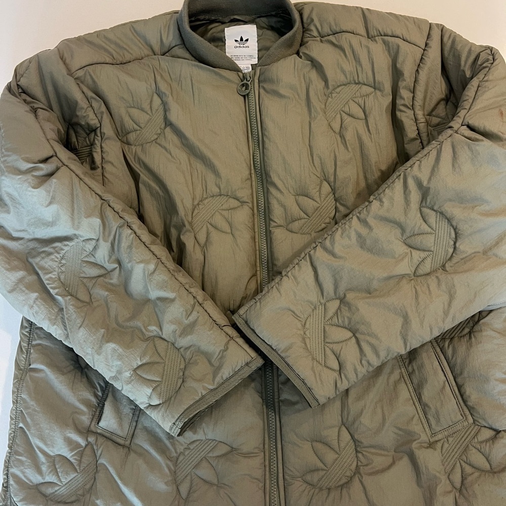 adidas Olive Green Quilted Puffer Jacket